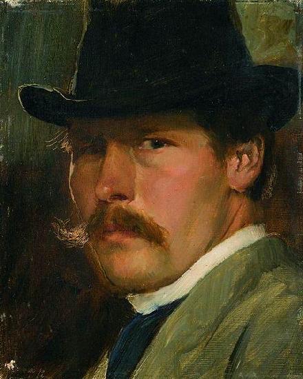 Paul Raud Self-Portrait with a Hat Sweden oil painting art